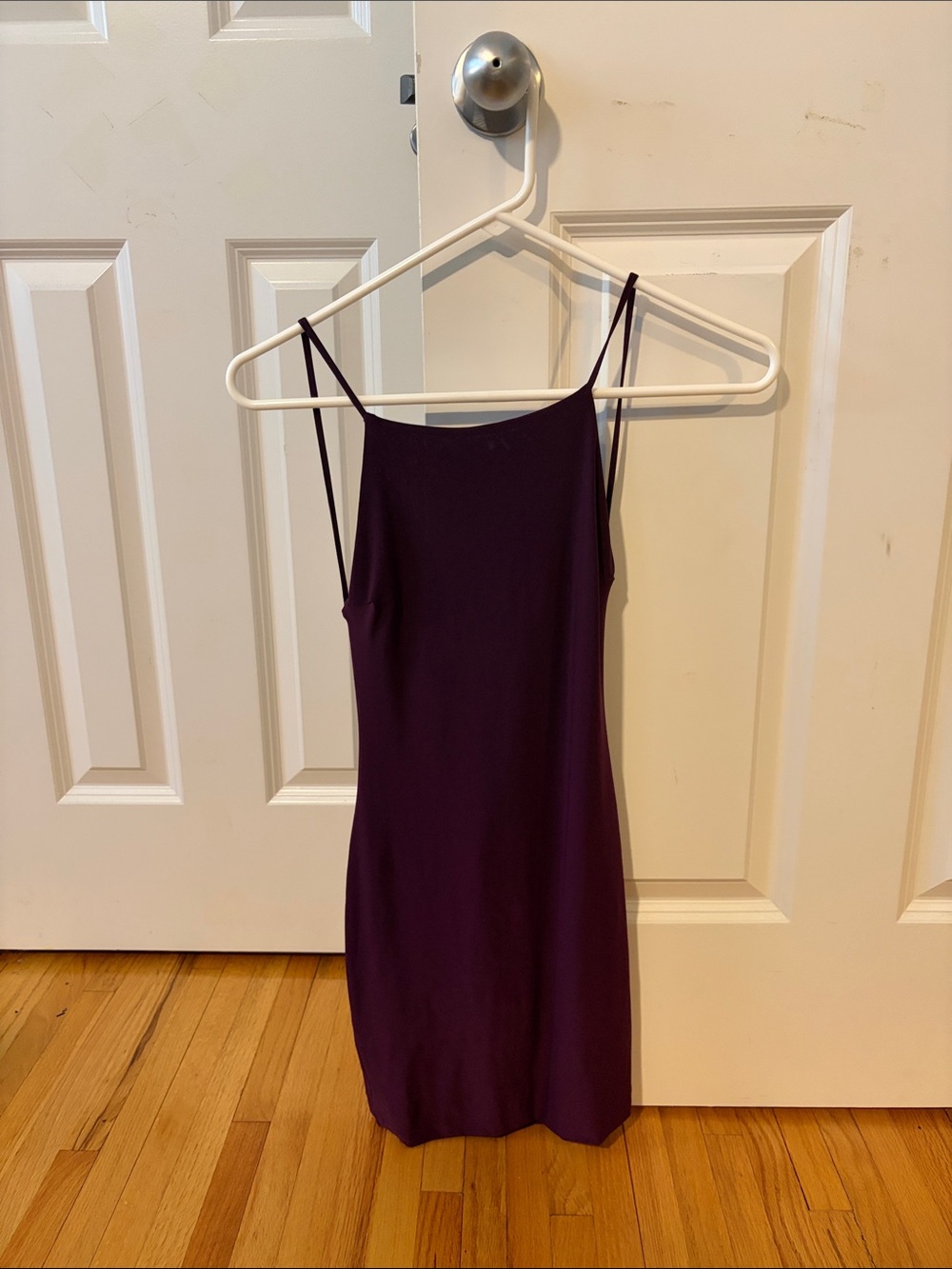 Spaghetti Strap Mini Dress in Deep Plum